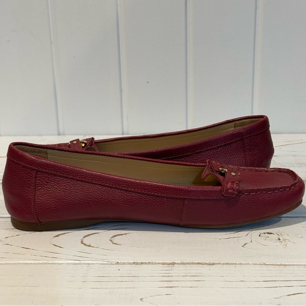Women’s Michael Kors Deep Red Cranberry Leather Loafers Size 8 1/2 - Picture 9 of 12